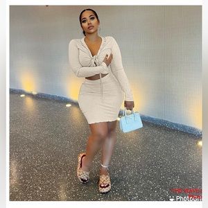 LONG SLEEVE MINI SKIRT SET